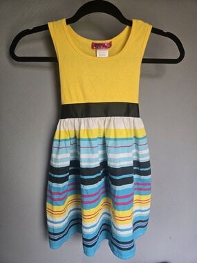 Girls Yellow Tank Bodice Striped Summer Dress
